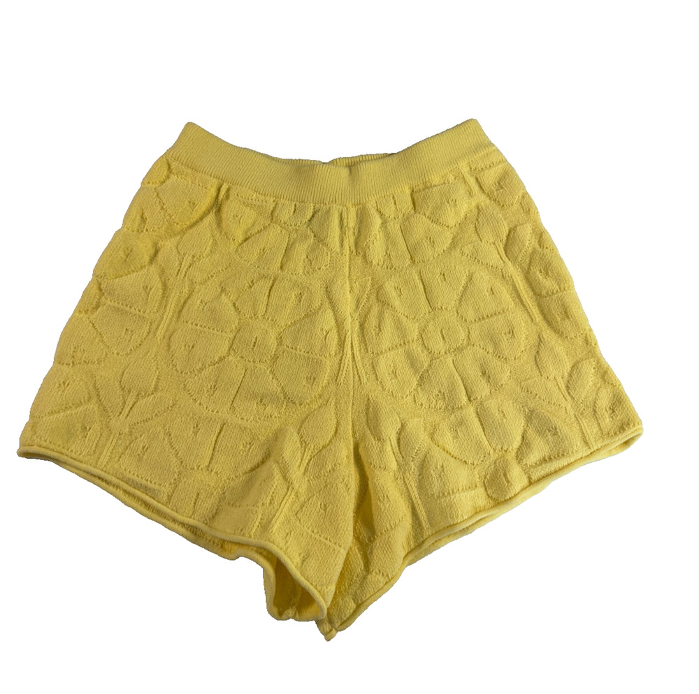Roller Rabbit Women's Terry Floral Textured Lounge Shorts Size Small Yellow NWT